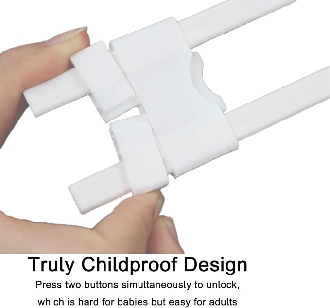 Child Proof Sliding Cabinet Lock - Baby Safety U Shaped Latch for Cupboard Doors Knobs and Handles (8 Pack)