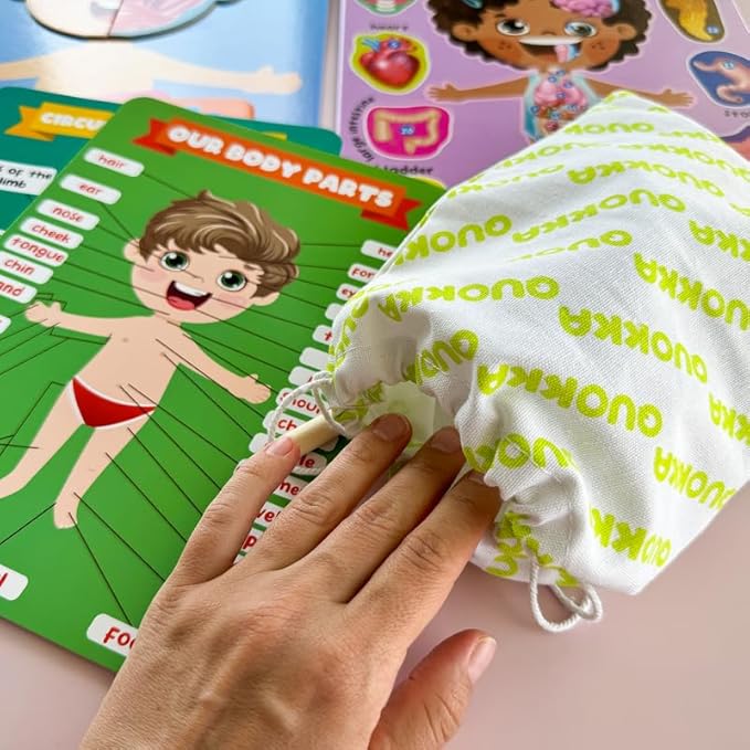 QUOKKA Magnetic Puzzles for Kids – Montessori Puzzles for Toddlers 3-5 – Preschool Game Learning Human Body Parts Anatomy Skeleton – Educational Toys for Boy & Girl