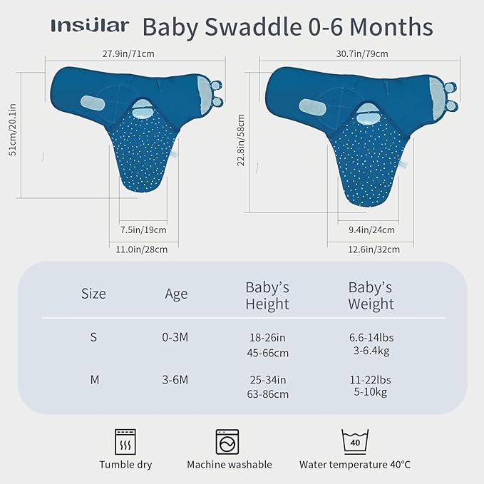 insular Baby Swaddle Wrap, Swaddle Blanket for Newborn and Infant, Adjustable Swaddling Set for Boy and Girl, Soft Cotton Baby Sleep Sack 3 Pack, Duck, Medium(3-6 Month)