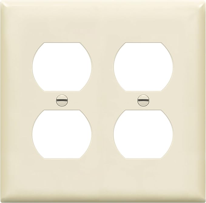 Enerlites 8822-LA Duplex Receptacle Outlet Wall Plate, Standard Size 2-Gang, Polycarbonate Thermoplastic, Light Almond