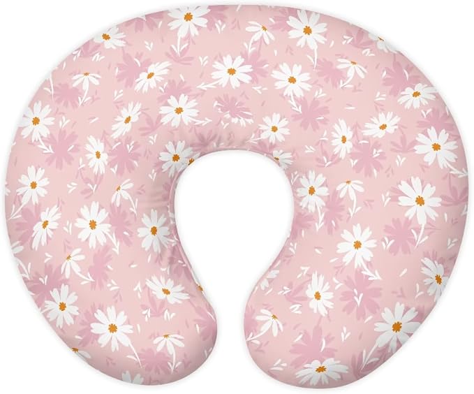 Nursing Pillow Cover, Soft Removable Cover for Breastfeeding Pillows, Crescent-Shaped Breastfeeding Pillow Case for 0-8 Months - Daisy