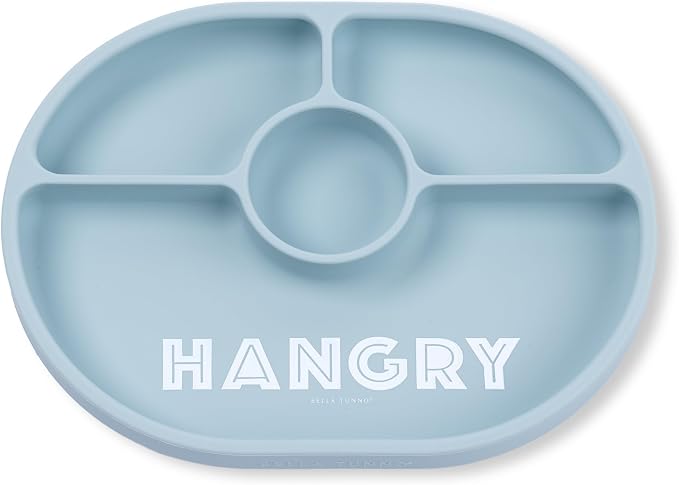 Bella Tunno Suction Plate for Babies & Toddlers, Self-Feeding Dish for Baby Led Weaning, Silicone Divided Plate, Sticks to Highchair Trays & Tables, Microwave & Dishwasher Safe, Hangry