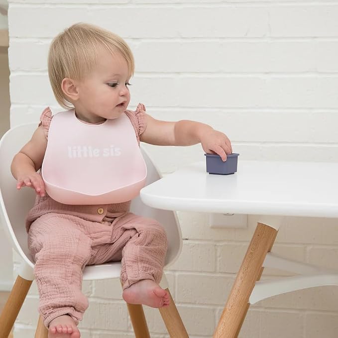 Bella Tunno Wonder Bib - Adjustable Silicone Baby Bibs for Girls, Durable and Waterproof BPA Free Silicone, Little Sis, One Size, (WB234)