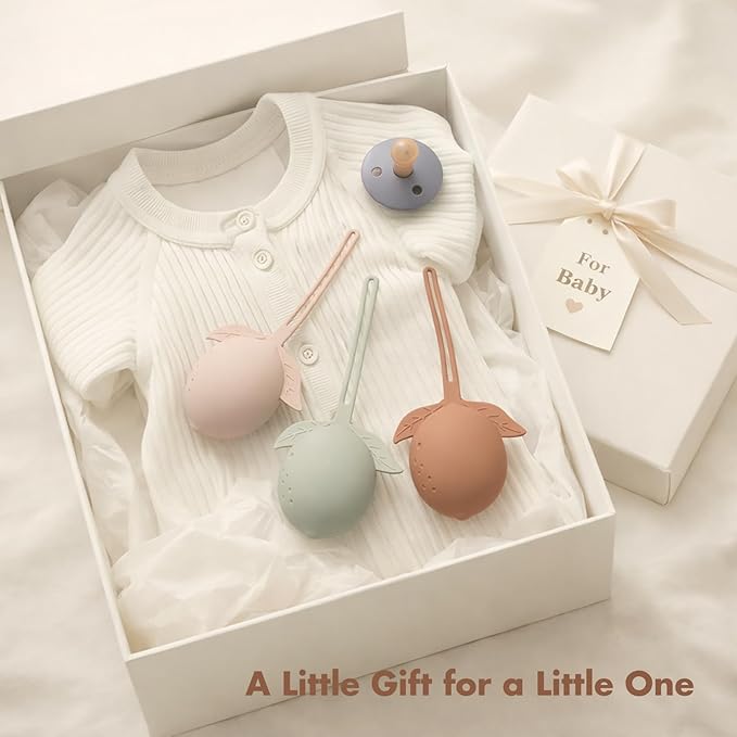 Silicone Pacifier Holder Case Binky Holder Silicone Pacifier Case for Boys Girls Portable Paci Pouch for Newborns 3 Pack-Ivory+Sage+Blush