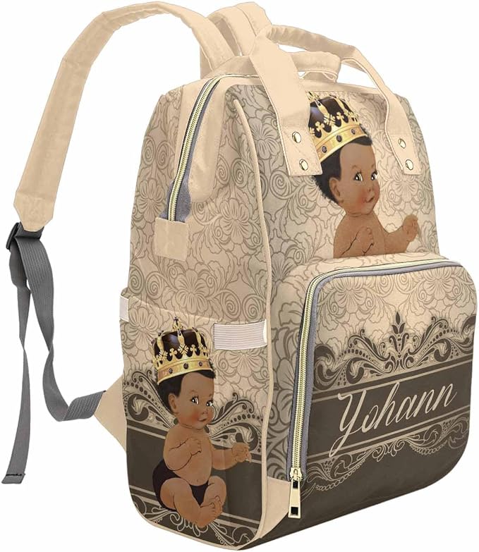 M YESCUSTOM Custom Diaper Bag Backpack with Name, Baby Bags Travel Diaper Backpack for Dad Mom, Insulated Pockets Portable Nappy Bags Brown Nursery Bag for Mom Gift