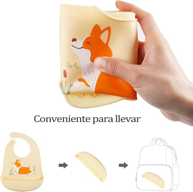 Baby Silicone Feeding Bibs, 3pcs Adjustable Waterproof Bibs for Feeding