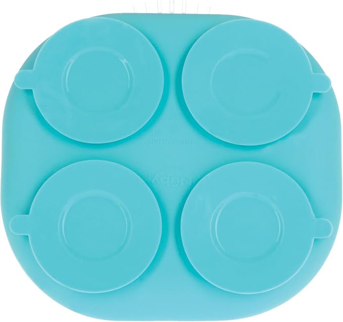 Nuby Silicone Rectangle Suction Plate with Lid - Dishwasher-Safe Baby and Toddler Plate - 6+ Months - Aqua and Coral - Back to School Essentials