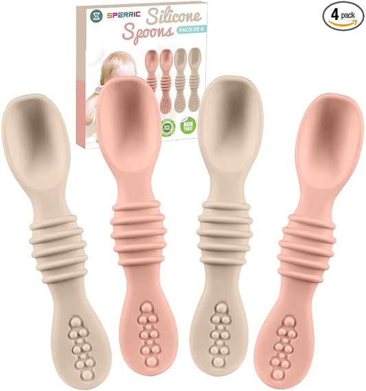 Silicone Baby Spoon Set - First Stage Baby Feeding Spoons for Self-Feeding, BPA, Lead, Phthalate & Plastic Free, Great Gift Set