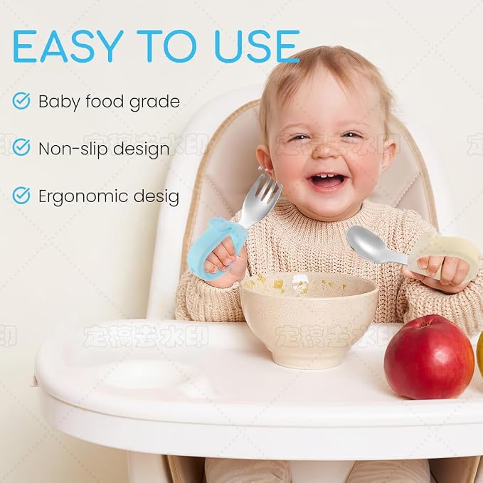 Kids Utensils Set, 18/8 Stainless Steel Spoons and Forks, BPA Free, Dishwasher Safe, Children Safe Toddler Flatware