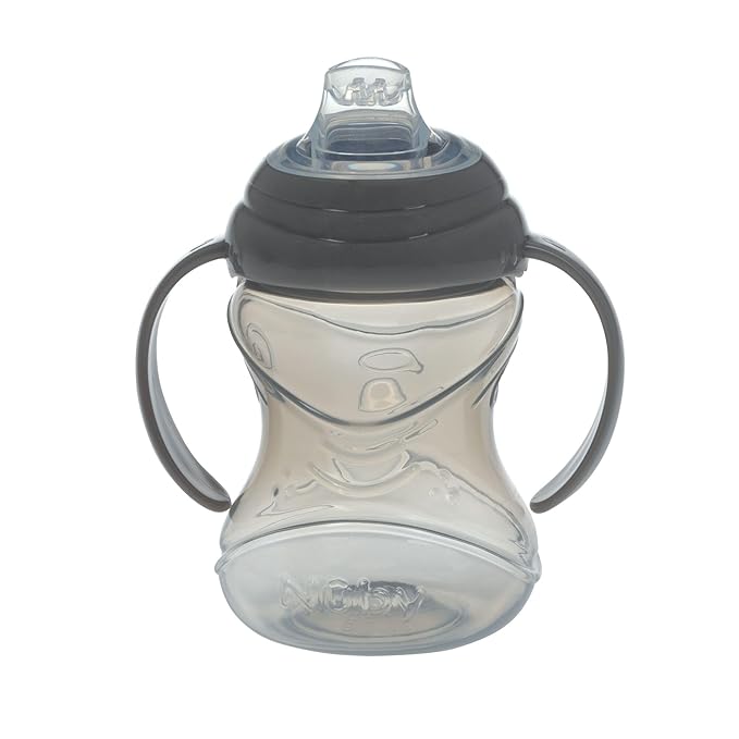 Nuby Clik-It No-Spill Soft Spout Training Sippy Cup with Handles - (4-Pack) 10 Oz - 4+ Months - Neutral