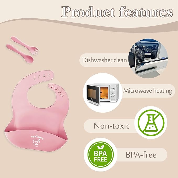 10-Piece Silicone Baby Feeding Set – BPA-Free, Spill-Proof Suction Plate, Bowl, Bib, Snack Cup & Utensils | Dishwasher Safe, Baby Gift Ready (Light Pink)