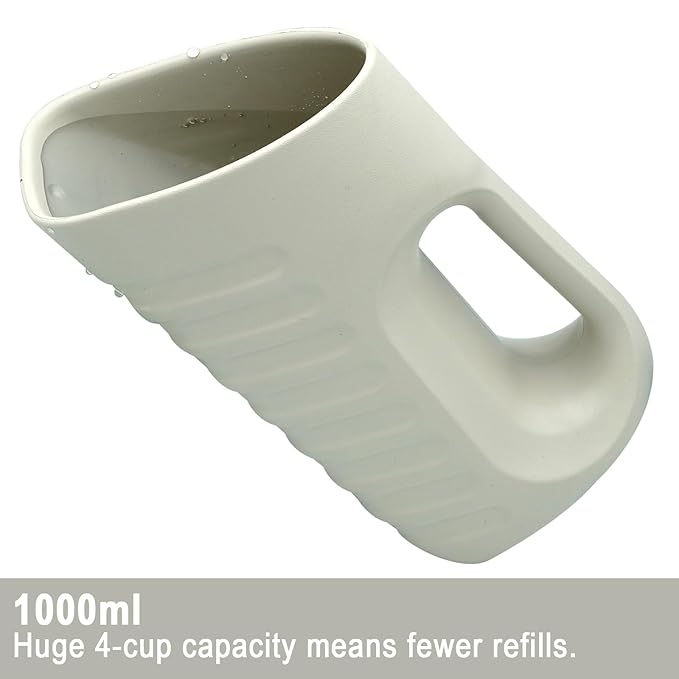 Babylush Baby Bath Rinse Cup & Rinser – 1000ml Soft EVA, 0.3lb Lightweight, BPA-Free Bath Water Pourer, Baby Bath Pitcher, Shower Cup for Kids (Grey)