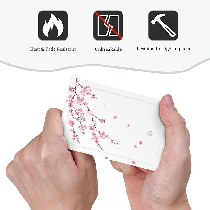 Watercolor Cherry Blossoms Flowers Pink Floral Light Switch Cover Plate 1 Gang No Device Blank Electrical Wall Plates Faceplate Decorative Switch Plate Covers for Bedroom Living Room Decor