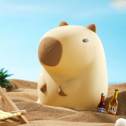 ATSUI Cute Capybara Night Light, LED Squishy Novelty Animal Lamp, Food Grade Silicone, 2 Level Dimmable, Breastfeeding Nursery Nightlight for Room Decor, Funny Gifts Stuff for Boys Girls Baby Children
