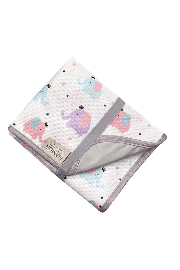 Hamur Home Portable Changing Pad ??Waterproof, Washable & Easy Wipe Clean, Foldable Travel Baby Changing Mat for Diaper Bag, Compact & Lightweight, Must-Have for Newborns (Elephant Pattern)