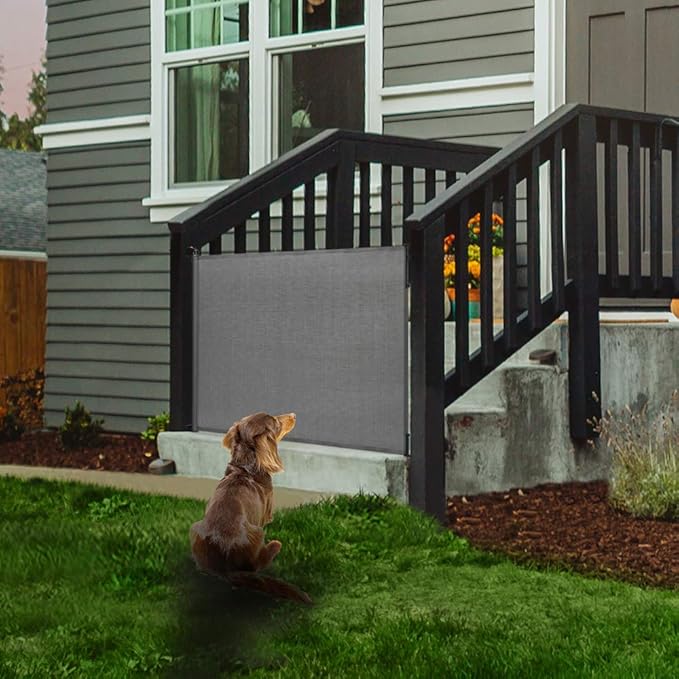 EasyBaby Retractable Baby Gate, 33" Tall, Extends up to 55'' Wide, Grey/Child Safety Baby Gates, Pet Retractable Gates for Stairs, Doorways, Hallways, Indoor and Outdoor