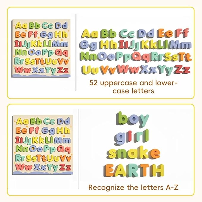 Alphabet Puzzles for Toddlers, ABC Puzzle Toys Wooden Montessori Early Learning Board Preschool Educational Easter Gift for Girls Boys Kids Ages 3+