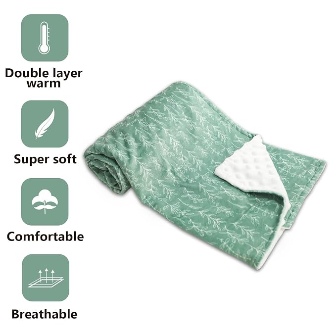 Green Sage Nursing Pillow Cover,Sage Minky Toddler Blanket for Boys Girls