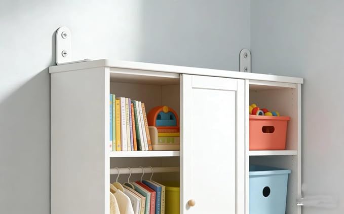 Furniture Anchors Securing 400lbs,Wall Anchor Earthquake Straps Prevent Baby Pet from Falling Furniture (White, 2 in)