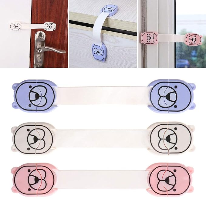 Child Safety Cabinet Locks for Baby Proof, Child Proof Safety Locks for Cabinets, Drawers, Cupboard, Oven, Fridge, No Drilling (Blue, 10Packs)