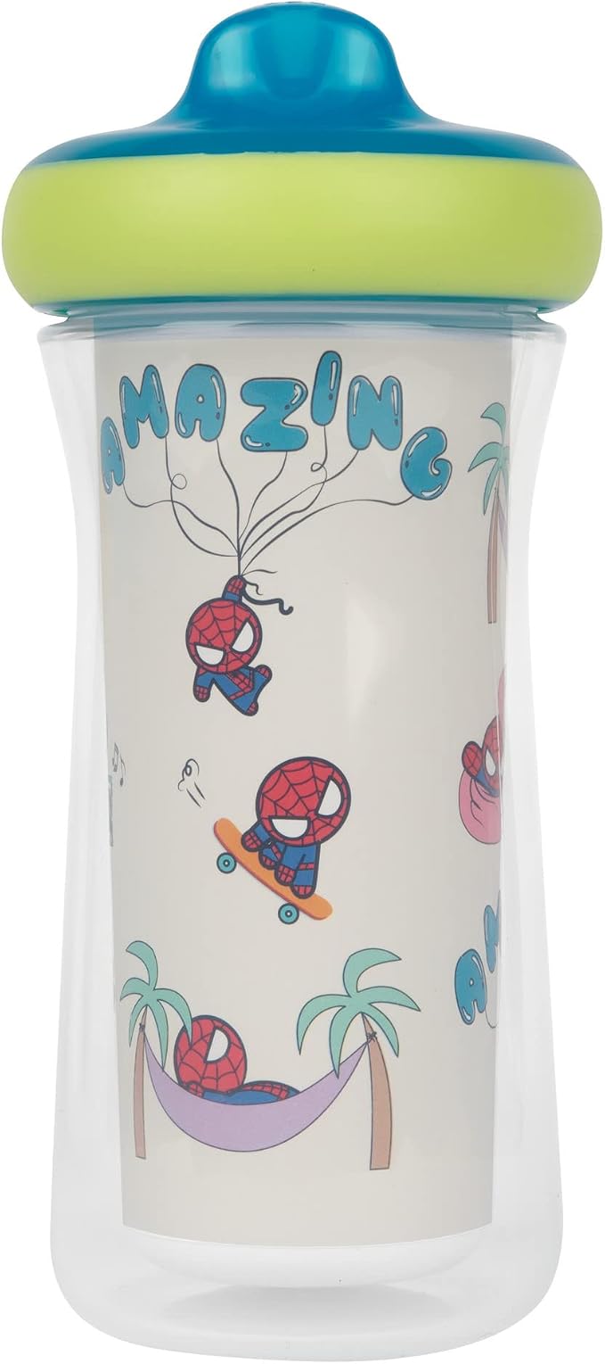 The First Years Marvel Insulated Sippy Cups - Spill Proof Insulated Toddler Cups with Bite-Resistant Hard Spout - 9 Ounces - 2 Count