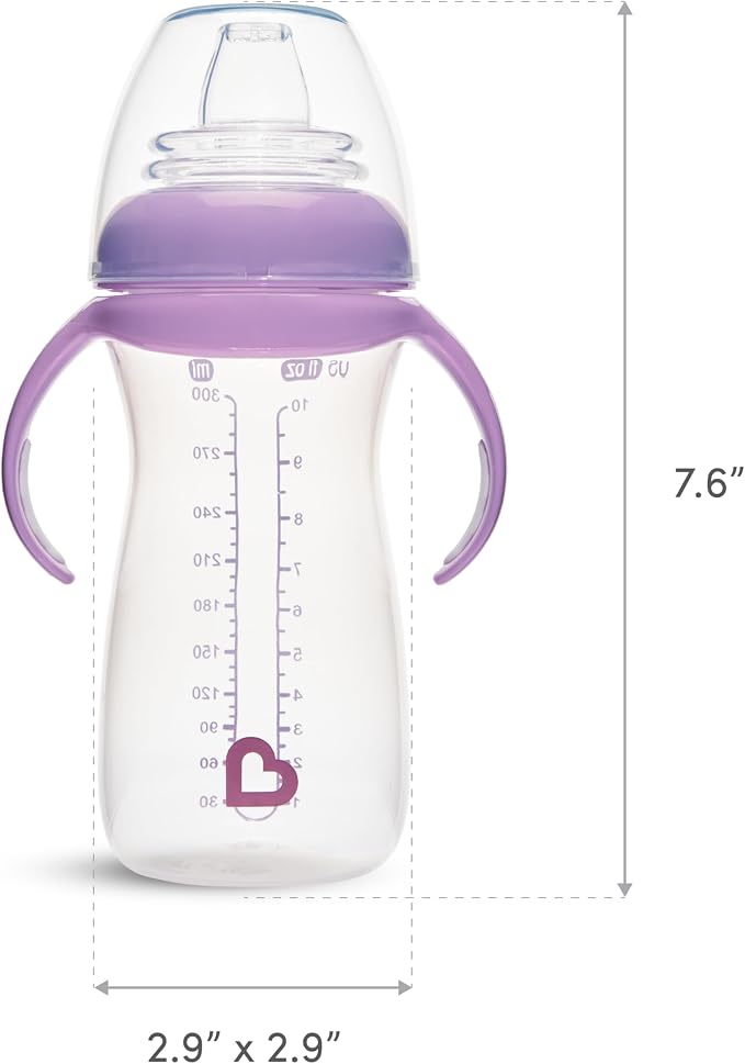 Munchkin Gentle Transition Baby Sippy Cup, Baby's First Sippy - Helps Babies & Toddlers Transitioning from Bottles to Cups, Spill Proof, 9 Months & Up, 10 Ounce, Green (Pack of 2)