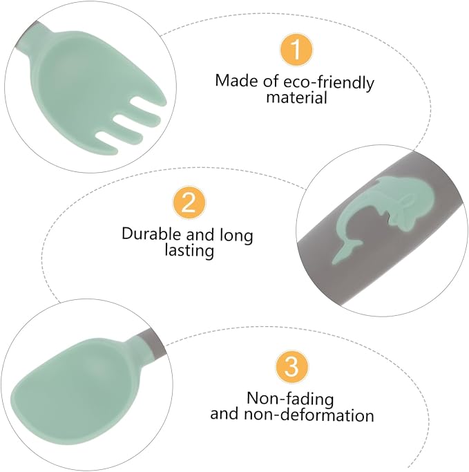 TOYANDONA 1Set Utensils Set Food Grade Spoon Fork for Self Feeding Bendable Design for Little Hands Portable Storage Box Included Eating Essentials