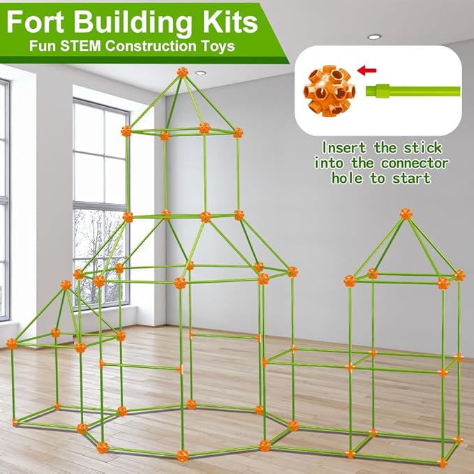OleFun 180 Pack Fort Building Kits for Kids 4, 5, 6, 7, 8+ Year Old Boys & Girls, Creative STEM Building Toys for DIY Castles, Tunnels, Play Tent, for Aged 5-8, 8-12