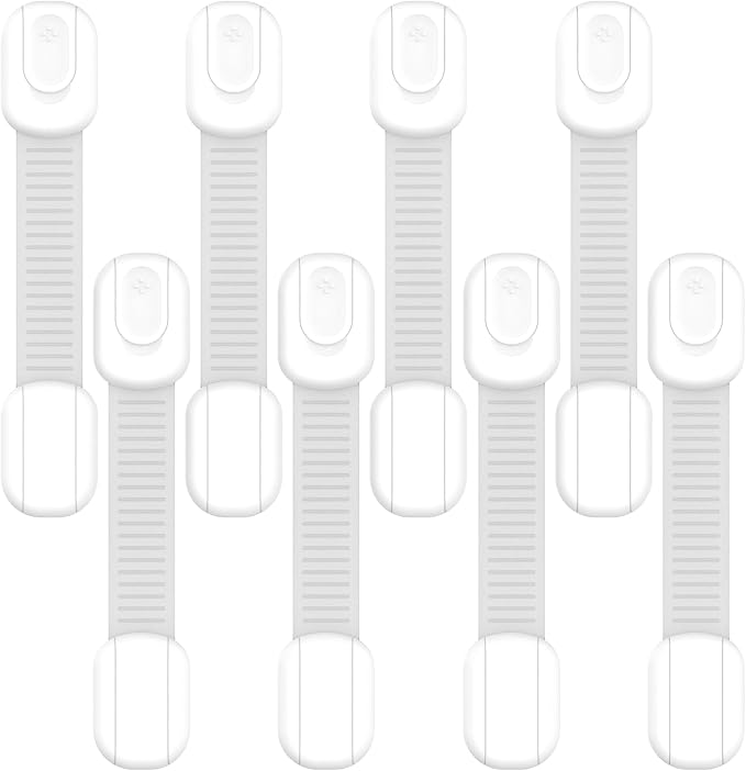 Fridge Strap Lock for Kids (8 Pack) Child Proof Fridge Locks with Strong 3M Adhesive, Baby Proof Refrigerator & Cabinet Safety Locks for Toddlers and Adults