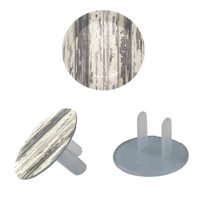 Outlet Covers, Child Safe, Easy Install, Soft Grey Wooden Floor Texture (1)
