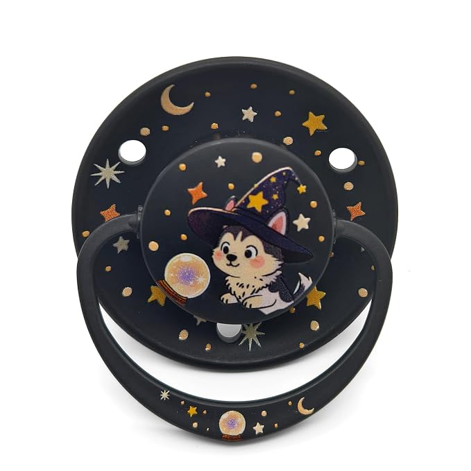 Jumbo Comfort Pacifier – Stress Relief & Sleep Aid with Magical Husky Puppy Design, Clip & Reusable Case – Soothing Silicone Binky for Relaxation & Calm Moments