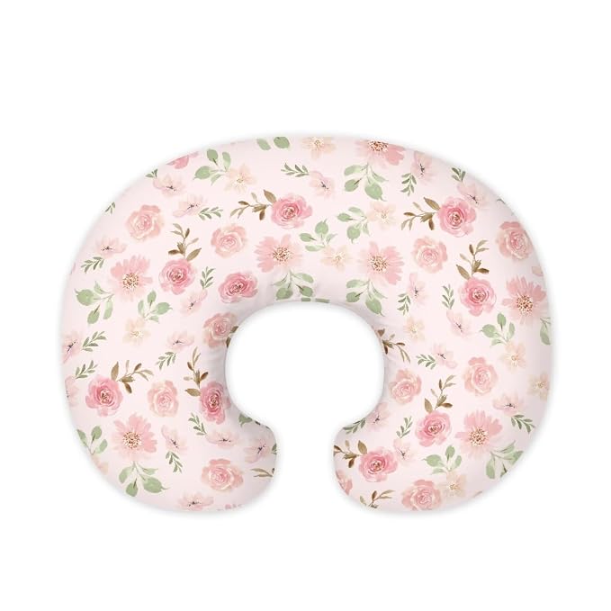 Pink Flower Nursing Pillow Covers for Breastfeeding Pillow, Cozy Nursing Slipcover Breastfeeding Pillow Covers for Breastfeeding Mom