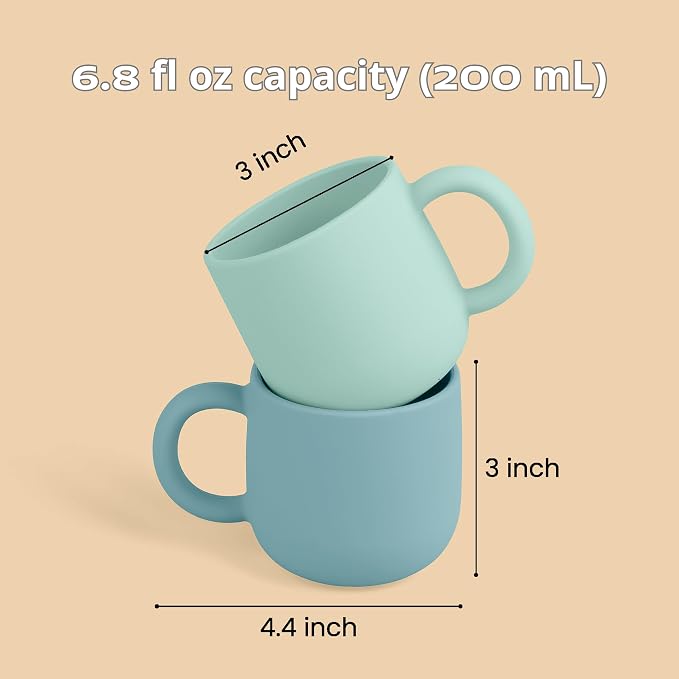 Pack of 2 Silicone Drinking Mug Cup for Toddler Kids and Children (Color 6)