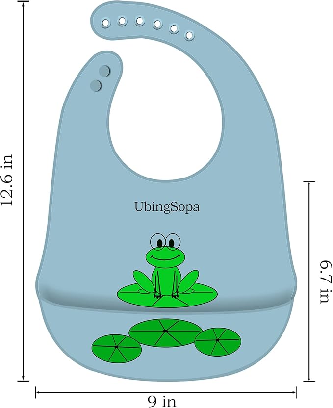 Silicone Baby Bibs ??Adjustable, Soft, Waterproof & Durable, with Large Food-Catching Pocket, Feeding-Friendly