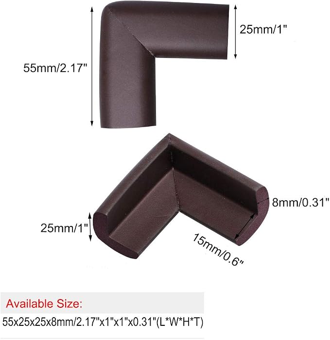 uxcell Furniture Corner Cushions, Foam Table Desk Cabinet Edge Cover Eoney Corner Guards Protectors Bumper, Dark Brown