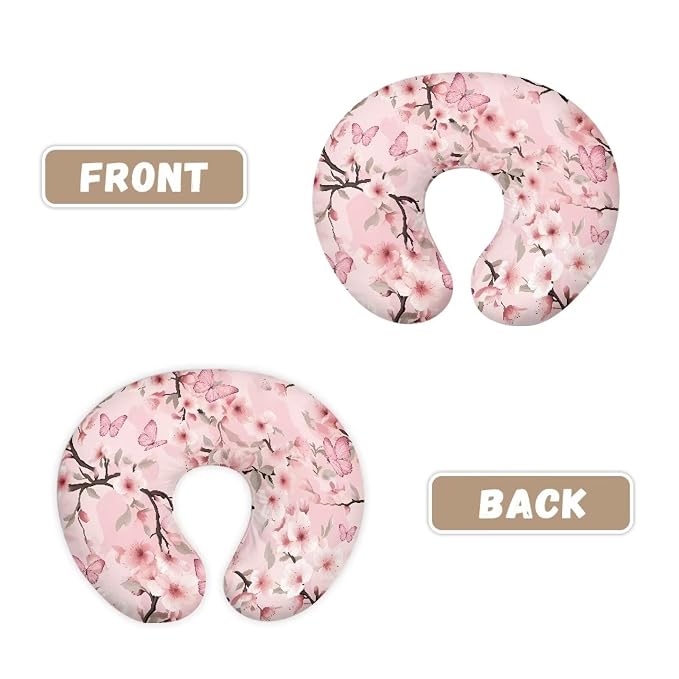 Butterfly Cherry Blossom Nursing Pillow Cover Breast Feeding Pillow Support Positioner Lounger Slipcover for Baby Boy Girl Newborn Infant