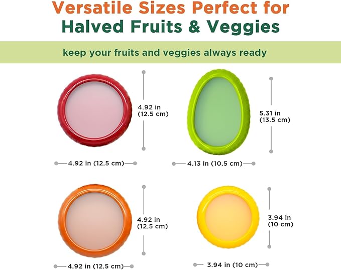 Avocado Saver & Onion Storage ??Set of 4 BPA-Free Food Containers with Silicone Lids ??Reusable Fruit and Veggie Savers, Fresh Pods for Food ??Perfect for Tomato Holder, Garlic, Lemon & More