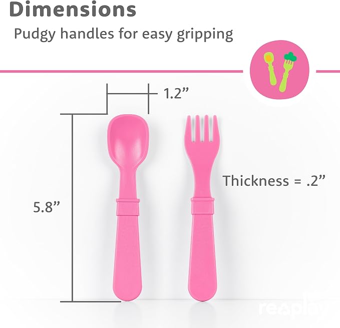 Re-Play Toddler Dinnerware Set - 3 Divided Plates with 3 Fork and Spoon Sets - BPA-Free Kids Tableware - Dishwasher Safe - Made in USA from Recycled Materials, Princess