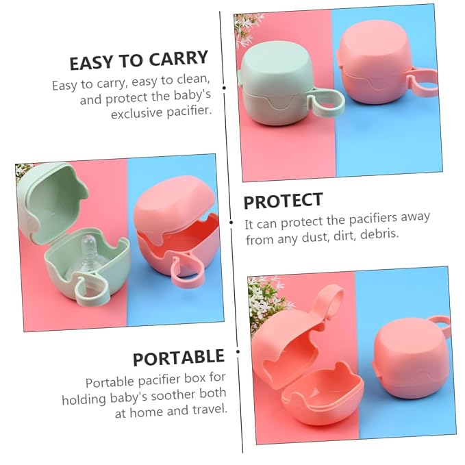 4pcs Pacifier Holder Storage Container Portable Pp Plastic Case for Pacifiers Teethers Lightweight Travel-Friendly Random Color Design