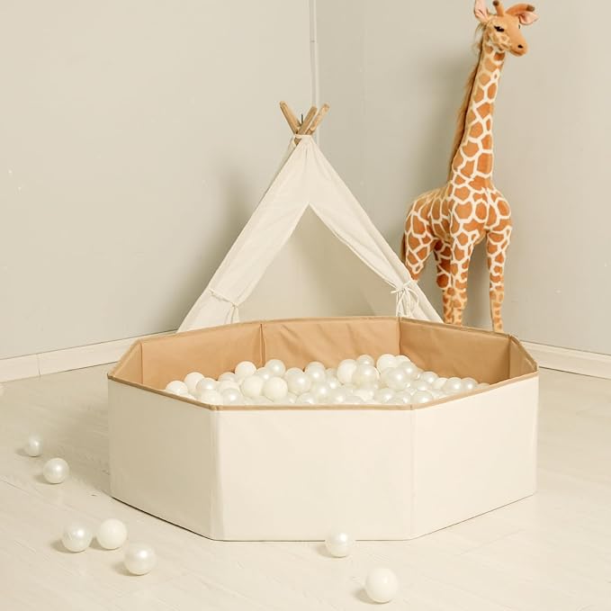 GOGOSO Foldable Ball Pit for Toddlers Large Soft Indoor Outdoor Pop Up Baby Kids Infant Ballpit Big Collapsible Puppy Dog Cat Pits with Basketball Hoop (Balls Not Included) White