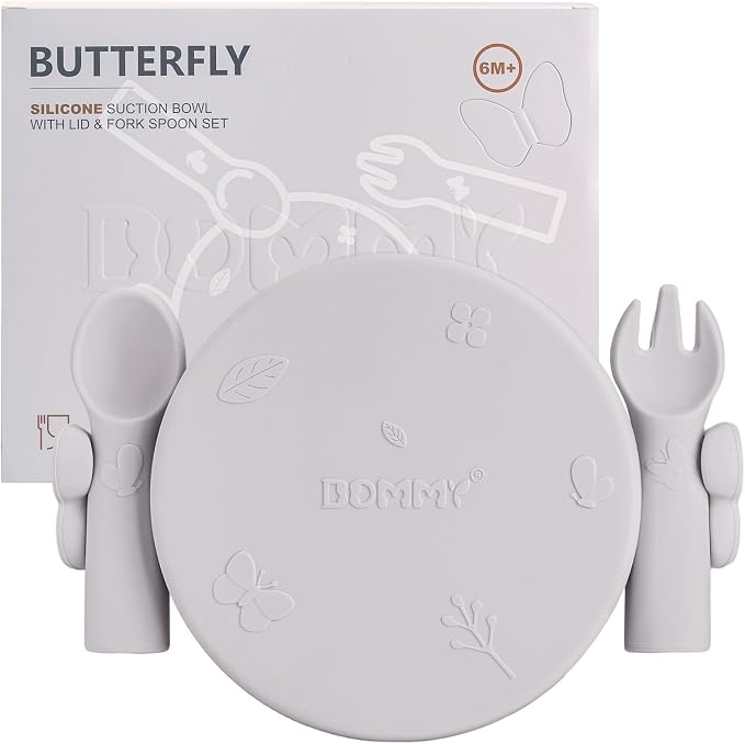 Dommy Baby Suction Bowl Silicone Suction Bowl with Spoon and Fork Baby Bowl with Suction BPA-FREE
