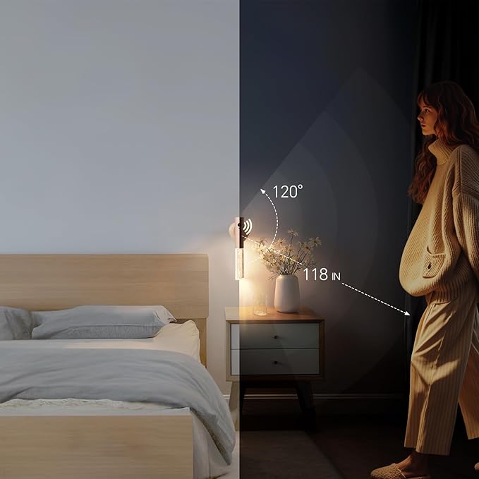 Motion Sensor Night Lights Indoor, Rechargeable Night Lights Wall Sconces Wooden Set of 2, Battery Powered Magnetic Wall Sconces Decor for Bedroom, Hallway, Bathroom, Stairway, Closet（White Ash）