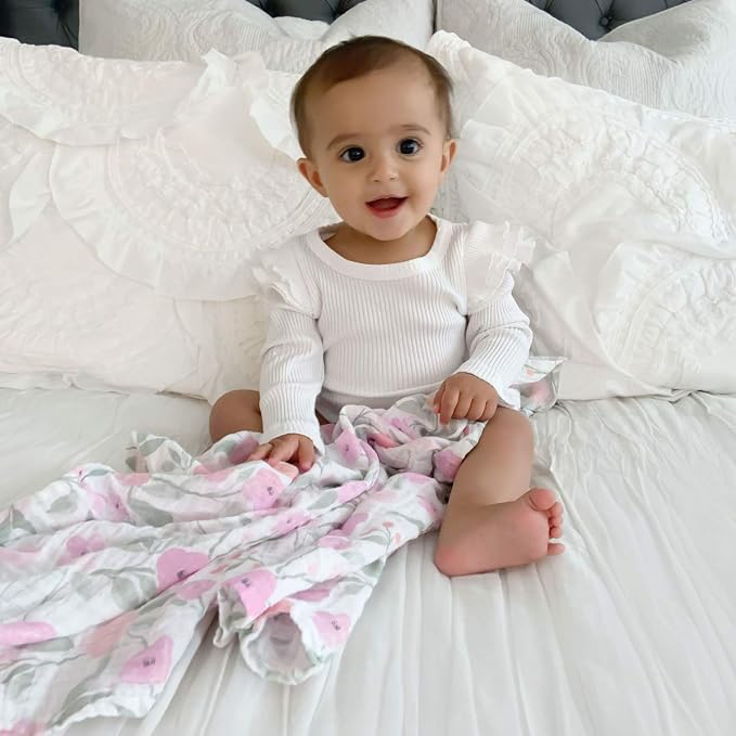 aden + anais Swaddle Blanket, Boutique Muslin Blankets for Girls & Boys, Baby Receiving Swaddles, Ideal Newborn & Infant Swaddling Set, Perfect Shower Gifts, Single, Mon Fleur