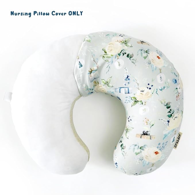 GRSSDER Nursing Pillow Cover, Stretchy Soft Minky Fabric Covers, Fit Most Nursing Support Pillows for Breastfeeding, Comfortable Safe Pillow Cover