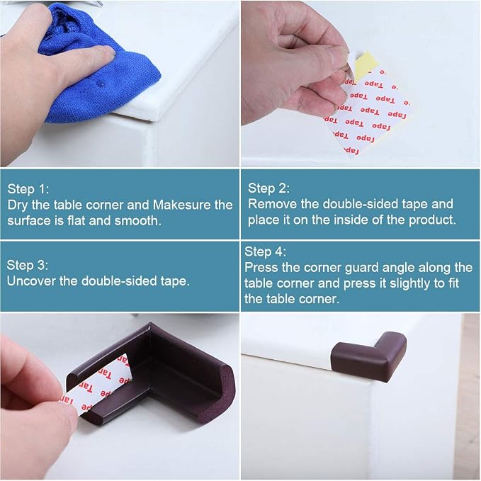 uxcell Furniture Corner Cushions, Foam Table Desk Cabinet Edge Cover Eoney Corner Guards Protectors Bumper, Dark Brown