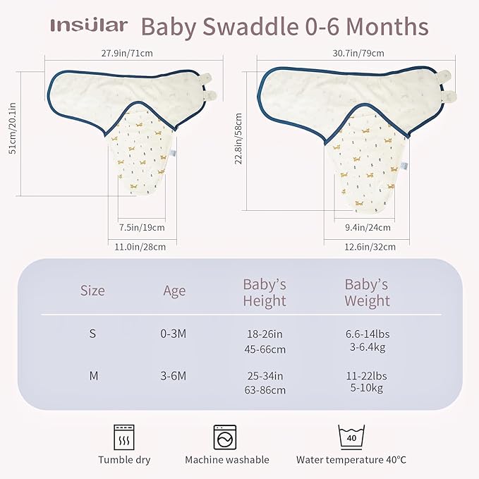 insular Baby Swaddle Wrap, Swaddle Blanket for Newborn and Infant, Adjustable Swaddling Set for Boy and Girl, Soft Cotton Baby Sleep Sack 3 Pack, Car&Dachshund, Small(0-3 Month)