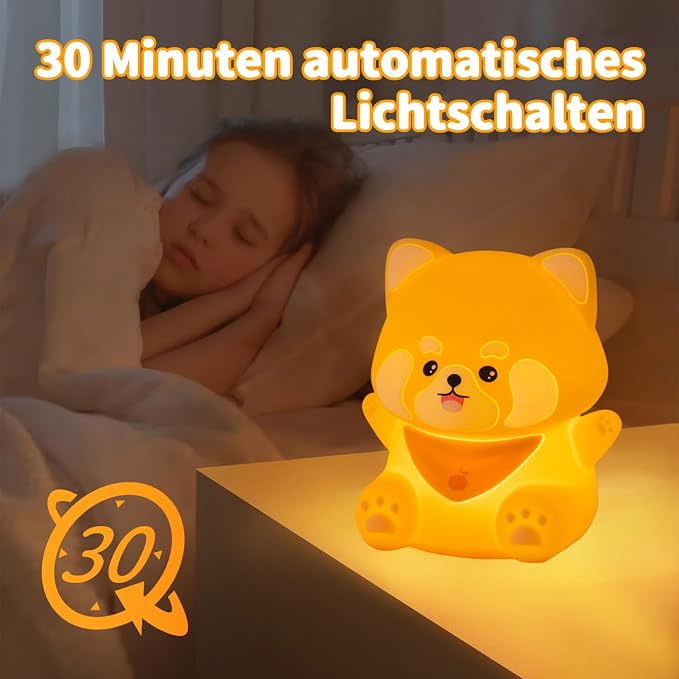 Rytinazzz Silicone Night Light for Kids, 50H Long Battery Red Panda Lamp, Cozy Gift Light for Kids, Soft Dimmable Bedside Light, Rechargeable Tap Control