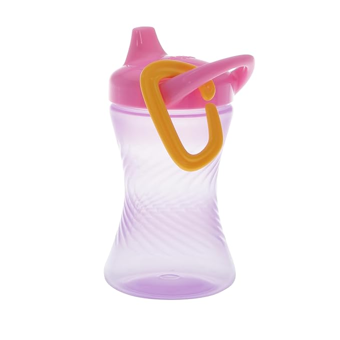 Nuby No-Spill Hard Spout Sippy Cup with Easy Grip - (3-Pack) 10 oz - Baby Sippy Cup for 6+ Month Old - Pink/Green/Purple