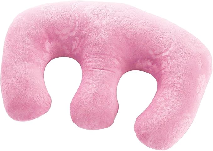 Chest Pillow Breast Support Velvet Cotton Massage Cushion Detachable Pad Comfortable Bolster Suitable for Salon Home Travel Breastfeeding Sleep, Pink, 16.9x11 inch