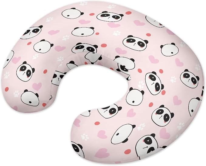 Pink Panda Nursing Pillow Cover Cute Pandas Breastfeeding Pillow Slipcover for Babies Girls Nursing Pillows Cover Cuddle Pillows Slipcover Soft Baby Feeding Baby Essentials